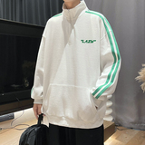 新款POLO衫立领华夫格印花卫衣休闲套头落肩袖潮XZ304B-W3325-P40，男装卫衣，星座302B-1