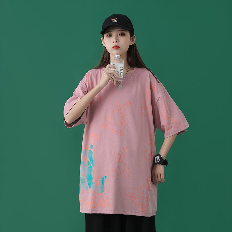 纯棉短袖T恤中性风夏季休闲宽松圆领多色情侣T恤XZ304B-T3509P35,女装T恤,星座302B-1
