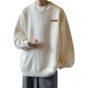 圆领毛衣男冬季加厚慵懒高级感潮牌宽松针织衫XZ302B-1-M607P45图片