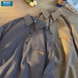 格子衬衫男长袖秋季ins潮日系复古polo休闲衬衣XZ304B-CS128P38，男装衬衫，星座302B-1