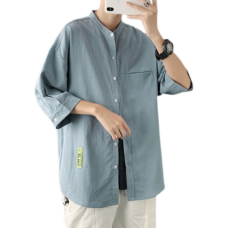夏季短袖衬衣港风青少年宽松潮流休闲衬衫XZ304B-CS1106P40,男装衬衫,星座302B-1