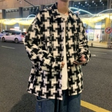 男士工装长袖宽松潮流休闲格子帅气外套夹克XZ302B-1-JK23113P65，男装衬衫，星座302B-1