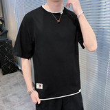 夏男短袖20新款休闲五分袖简约多色宽松圆领T恤A222-T201-P25，男装T恤，星座302B-1