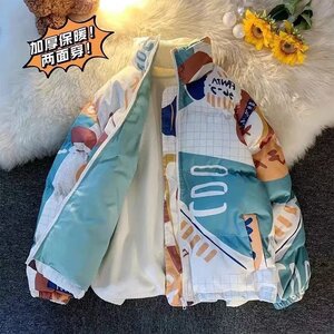 情侣两面穿冬季感百搭棉服港风ins潮牌棉袄面包服XZ304B-MY308P78图片