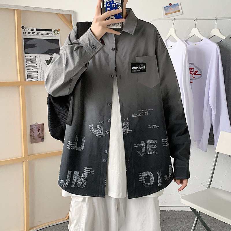 秋季新款ins复古韩系宽松潮流休闲衬衫XZ304B-CS2027P45,男装衬衫,星座302B-1