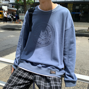 港风卫衣秋季新款潮流印花宽松圆领休闲卫衣XZ304B-W5510P30图片