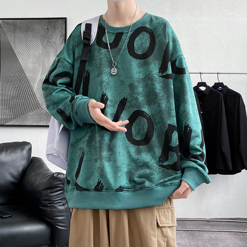 秋季新款港风中性宽松印花时尚潮休闲卫衣XZ304B-W5540P30,男装卫衣,星座302B-1