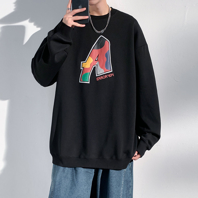 秋季男士宽松长袖潮流休闲港风卫衣XZ302B-1-W5036P35,男装卫衣,星座302B-1