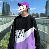 秋季新款港风日系宽松拼接印花休闲卫衣XZ304B-W5501P30，男装卫衣，星座302B-1