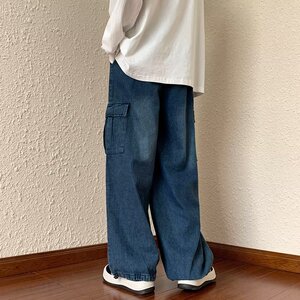 潮流潮牛仔裤水洗时尚男长裤宽松直筒青春流行直脚XZ304B-K578P45图片