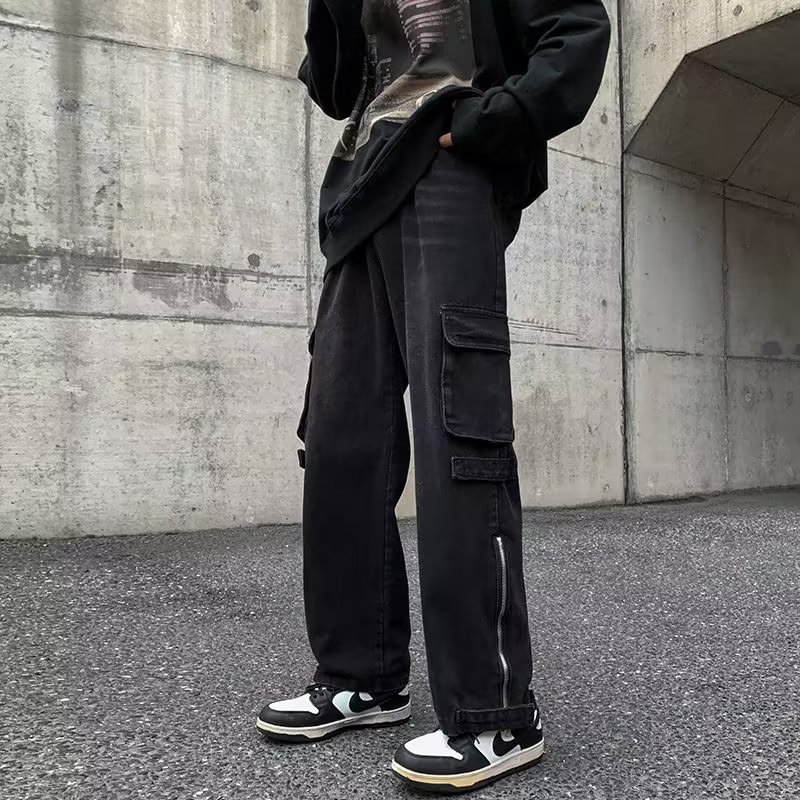 复古设计感小众大口袋高街vibe潮牌宽松牛仔裤XZ302B-1-K5037P55,男装牛仔裤,星座302B-1