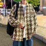 男士工装长袖宽松潮流休闲格子帅气外套夹克XZ302B-1-JK23113P65，男装衬衫，星座302B-1