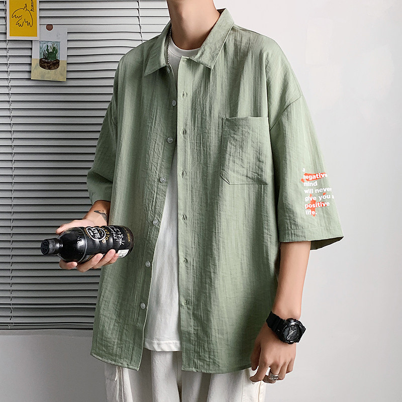 夏季短袖衬衣港风青少年宽松潮流休闲衬衫XZ304B-CS1102P40图片
