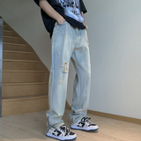 男士宽松直筒潮牌百搭直筒牛仔裤XZ302B-1-K26P55，男装牛仔裤，星座302B-1