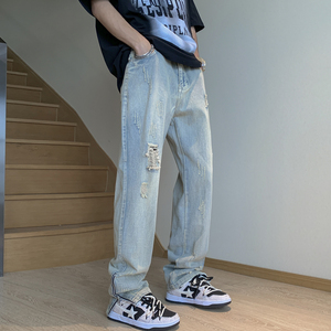 男士宽松直筒潮牌百搭直筒牛仔裤XZ302B-1-K26P55图片