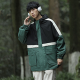 秋季男士连帽日系潮流拼色工装宽松休闲夹克XZ302B-1-JK2303P68，男装夹克，星座302B-1
