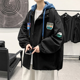 连帽外套男潮牌潮流ins字母刺绣情侣假两夹克XZ304B-JK22108-P70，男装夹克，星座302B-1
