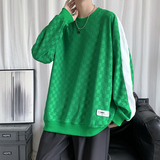 秋季港风新款棋盘格圆领花卫衣休闲套卫衣XZ304B-W3324P37，男装卫衣，星座302B-1