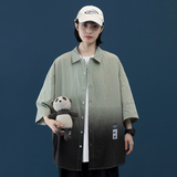 夏季原创新款渐变色百搭中性宽松短袖衬衫套装XZ304B-CS1101-P40，女装衬衫，星座302B-1