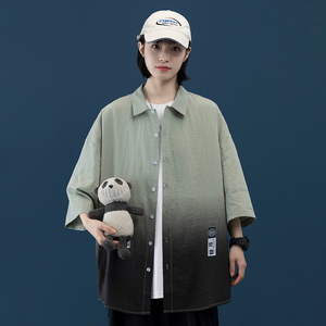 夏季原创新款渐变色百搭中性宽松短袖衬衫套装XZ304B-CS1101-P40图片