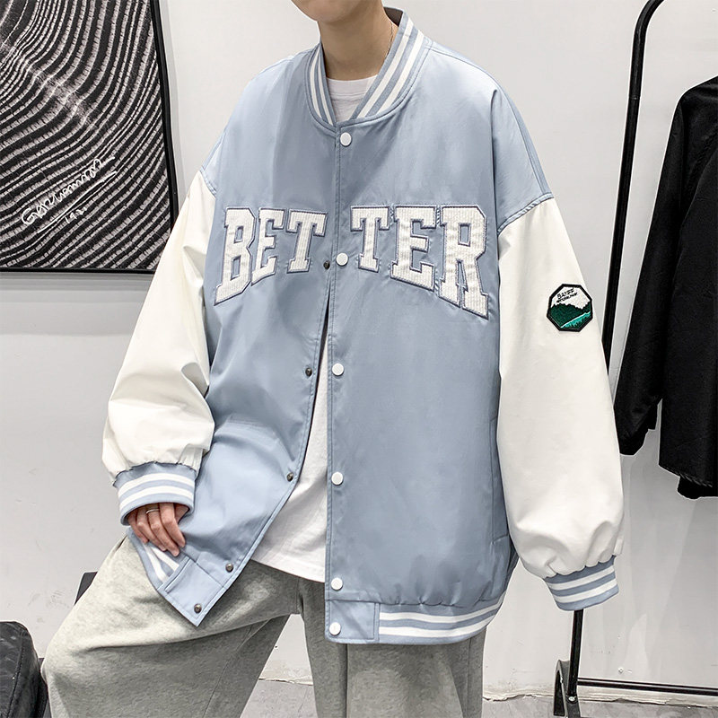 秋季新款棒球服潮流ins字母刺绣情侣学生夹克XZ304B-JK22105P65,男装夹克,星座302B-1