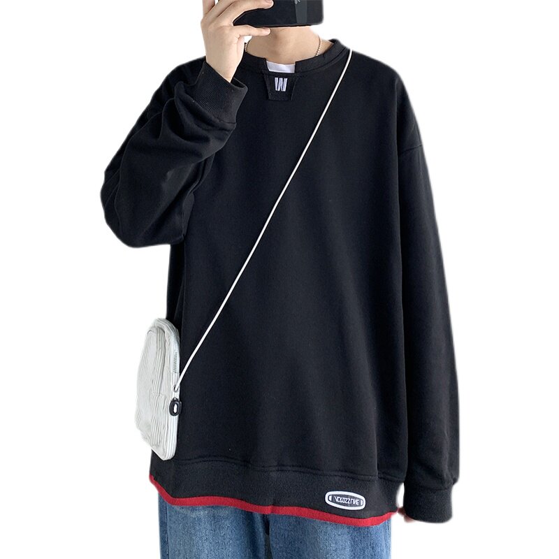 秋季新款港风宽松拼接时尚舒适休闲卫衣XZ304B-w5509P30,男装卫衣,星座302B-1