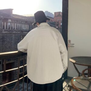 条纹长袖衬衫新款日系复古衬衣高级感潮牌痞帅外套XZ304B-CS56P35图片