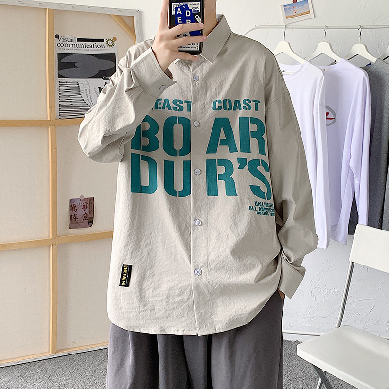 秋季新款ins复古韩系宽松潮流时尚休闲衬衫XZ304B-CS2015P45,男装衬衫,星座302B-1