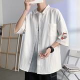 夏季短袖衬衣港风青少年宽松潮流休闲衬衫XZ304B-CS1102P40，男装衬衫，星座302B-1