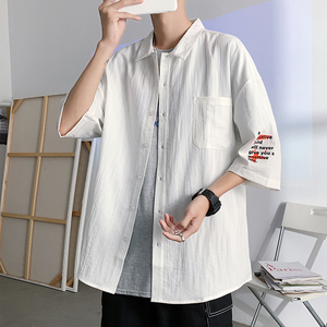 夏季短袖衬衣港风青少年宽松潮流休闲衬衫XZ304B-CS1102P40图片