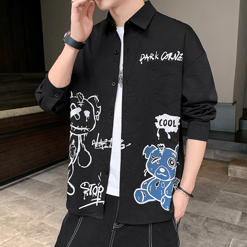 秋季新款ins酒店风韩系衬衣宽松潮流休闲衬衫XZ304B-CS2002-P45,男装衬衫,星座302B-1