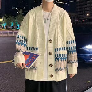 提花慵懒风2024新款秋季休闲针织衫百搭宽松撞色XZ304B-M170P55图片