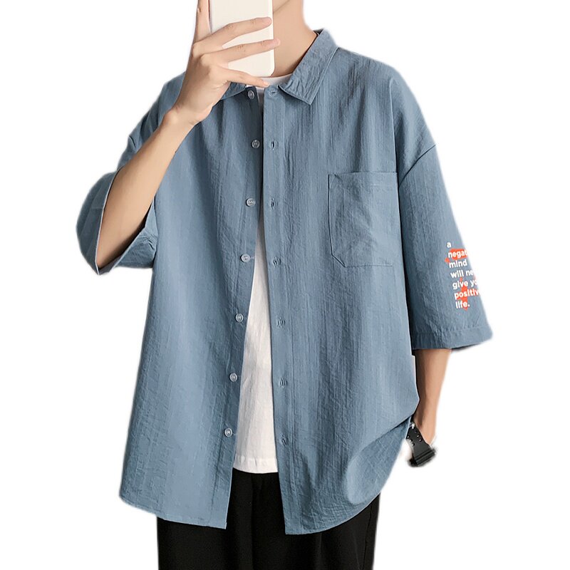 夏季短袖衬衣港风青少年宽松潮流休闲衬衫XZ304B-CS1102P40,男装衬衫,星座302B-1