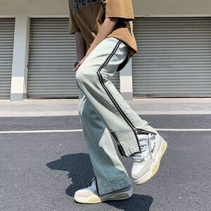 拉链水洗男小众设计感高街美式港风拖地牛仔裤XZ302B-1-K868P50图片
