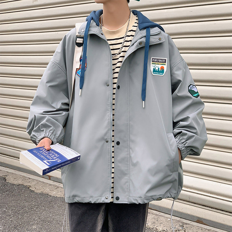 秋款夹克外套男潮牌潮流字母刺绣情侣学生XZ304B-JK22108-P70,男装夹克,星座302B-1