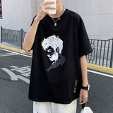 港风短袖冰丝男士宽松ins潮牌休闲T恤XZ304B-T3104P32，男装T恤，星座302B-1