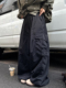 XBRO日系复古大口袋廓形肥腿宽松垂感慵懒直筒显瘦遮肉速干工装 裤