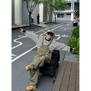 阿美咔叽宽松休闲裤 裤 潮 男女连体工装 XBRO日系复古多色古着背带裤