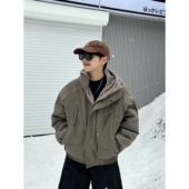 XBRO美式 棉衣连帽棉服 解构短款 复古重工工装 加绒加厚外套保暖冬季