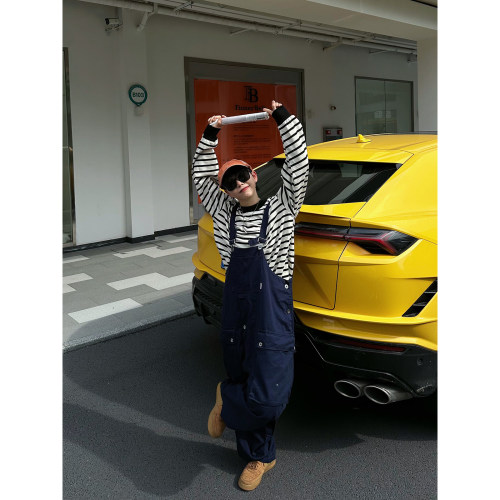 山系户外工装背带裤男女宽松直筒
