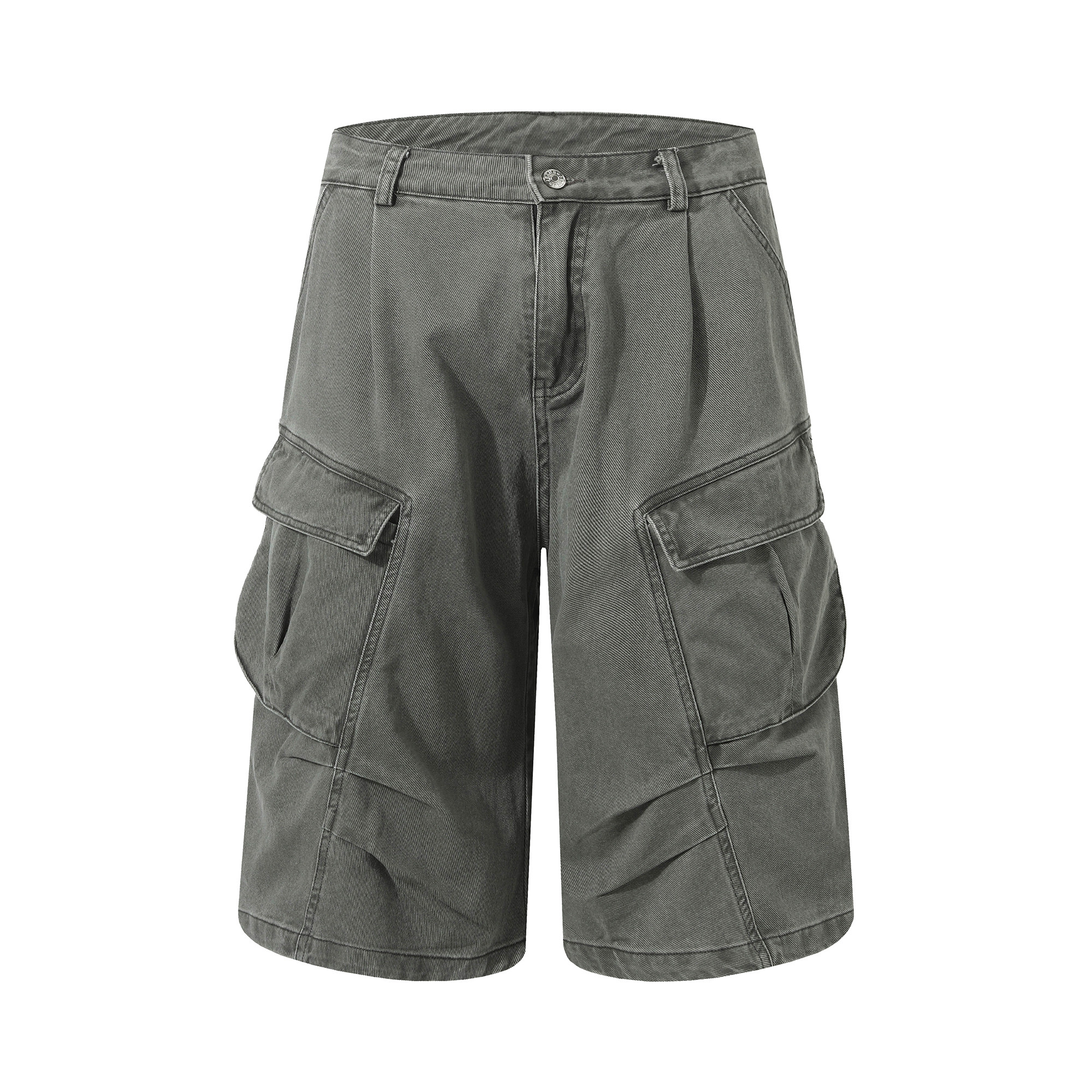thumbnail for XBRO American Vintage Pleated Summer Scimitar Loose Shorts Cargo Pants Capri Pants Multi-Pocket Men's and Women's Wide-Leg Pants