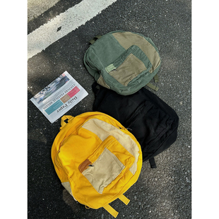 XBRO韩系日系拼接撞色双肩包书包休闲帆布男女通勤原宿旅行背包bf