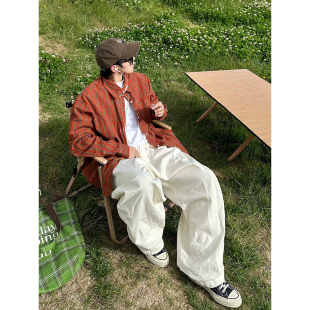 XBRO日系复古阔腿米白色四季bf萝卜灯笼裤男女阔型剪裁宽松休闲裤