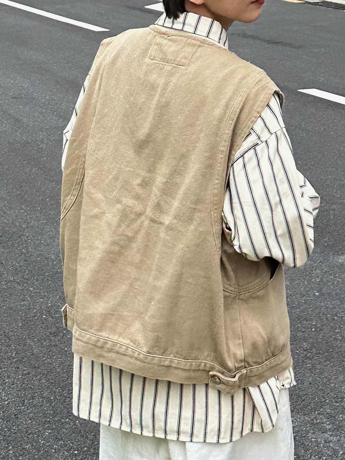 XBRO日系复古日潮美式解构简约百搭牛仔短款圆领洗水马甲外套男女