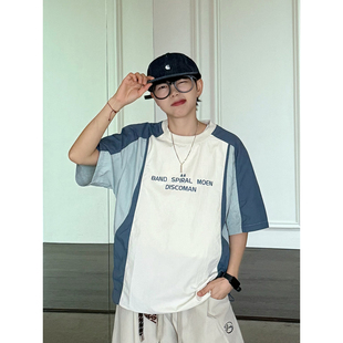 速干宽松五分袖 上衣bf T恤夏季 XBRO度假海边山系户外拼接撞色短袖