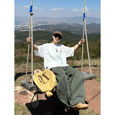 XBRO日系复古宽松垂感拖地工装裤