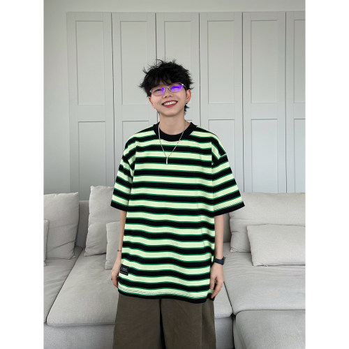 重磅条纹短袖纸感绝了