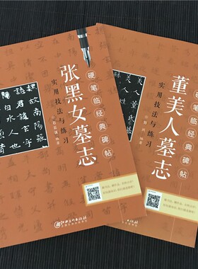两册包邮 硬笔临经典碑帖 张黑女墓志董美人墓志 魏碑硬笔钢笔楷书书法练字帖 墓志铭临摹字帖 江西美术出版社