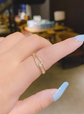 【真金电镀】小众设计戒指女ins潮网红女士戒指日系轻奢食指指环