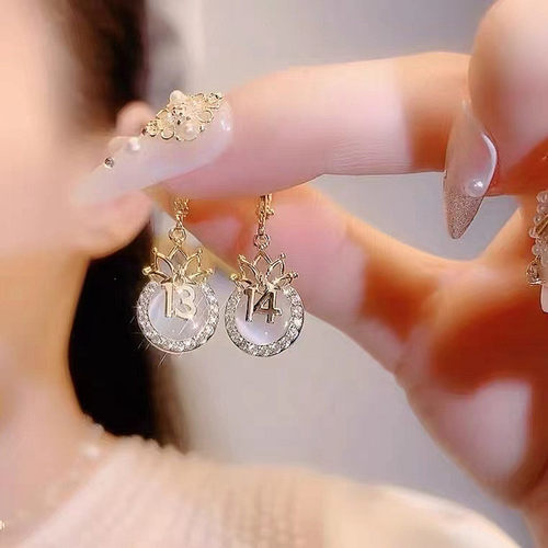 2022年新款潮1314猫眼福袋耳环女韩国网红ins时尚520简约耳扣耳坠